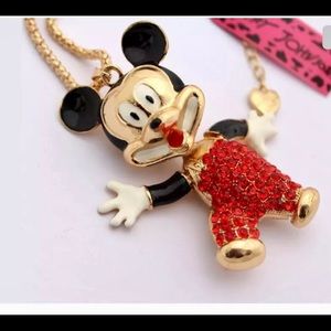COPY - Mickey Mouse Necklace Gold Crystals 28 inches
